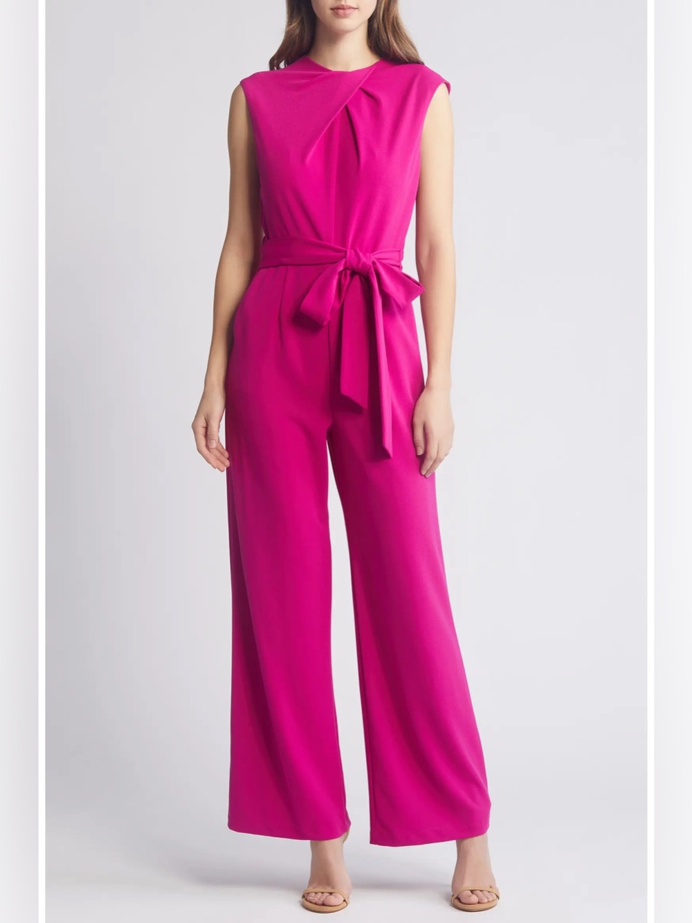 Tahari Twist Neck Sleeveless Jumpsuit